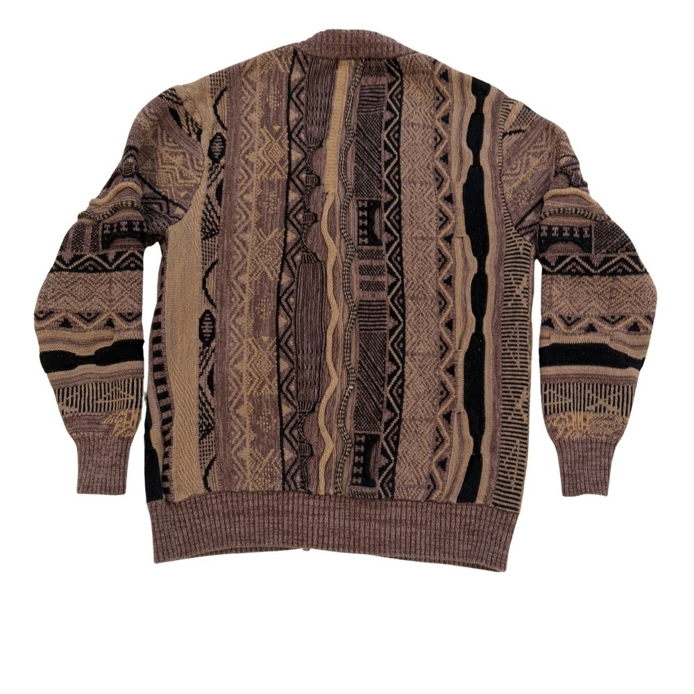 Cotton On Men's Geometric Cardigan - Brown and Black - Picture 2 of 4